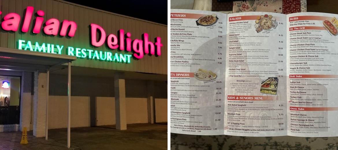 Italian Delight Family Restaurant Menu